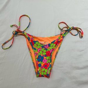 Frankie’s Bikinis cheeky flower print tie bikini bottom